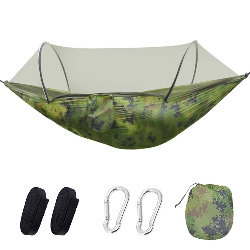 Two-Person Outdoor Hammock With Integrated Mosquito Net For Bug-Proof Comfort