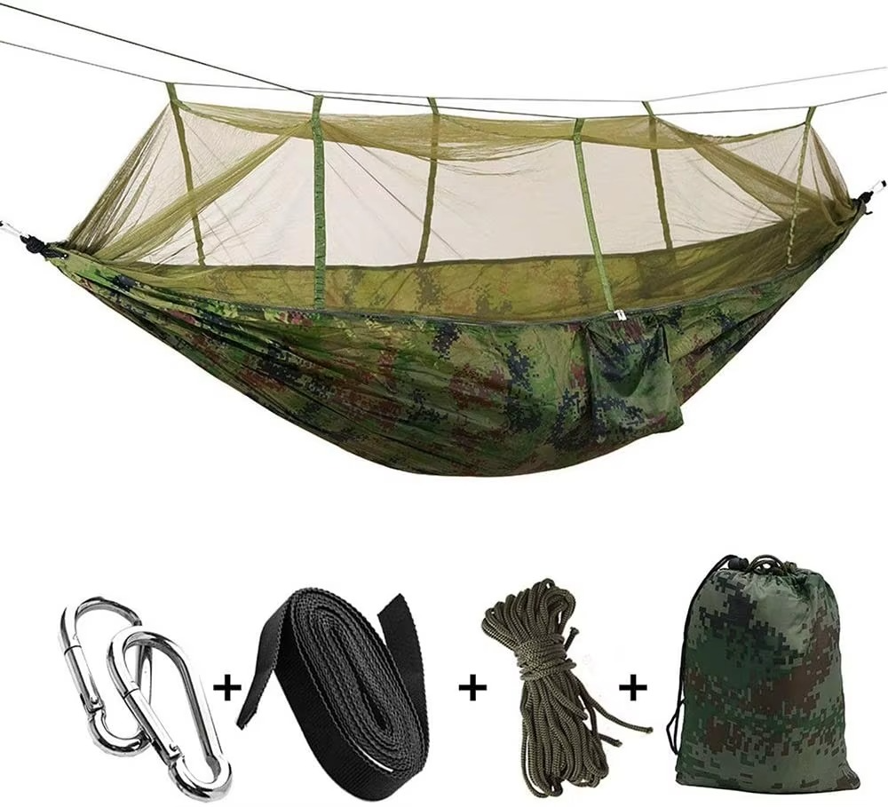 Two-Person Outdoor Hammock With Integrated Mosquito Net For Bug-Proof Comfort