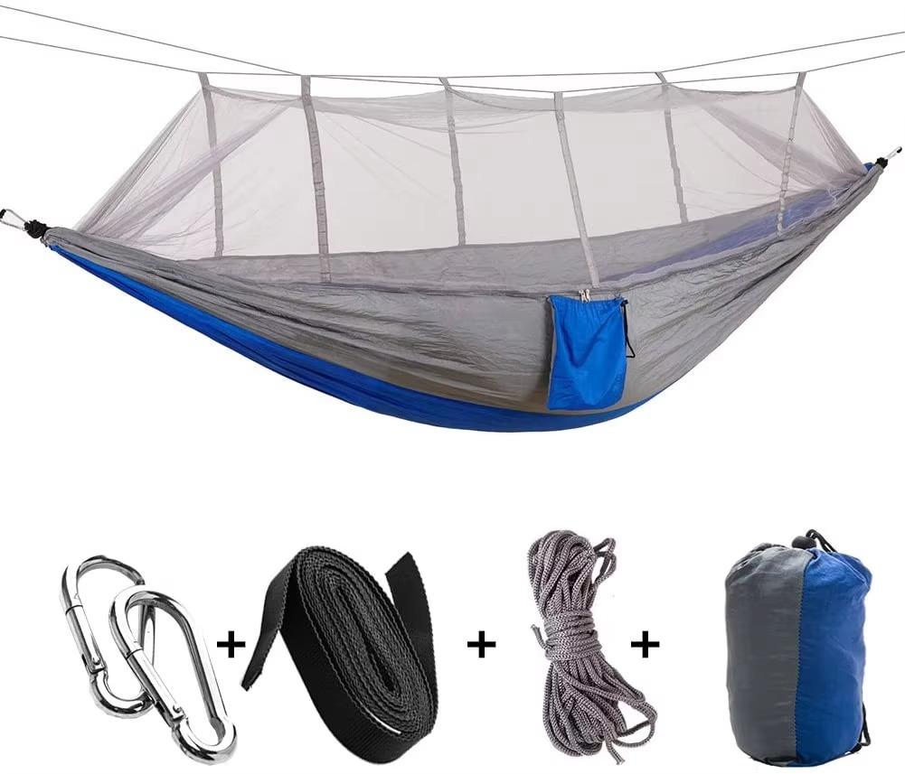 Two-Person Outdoor Hammock With Integrated Mosquito Net For Bug-Proof Comfort