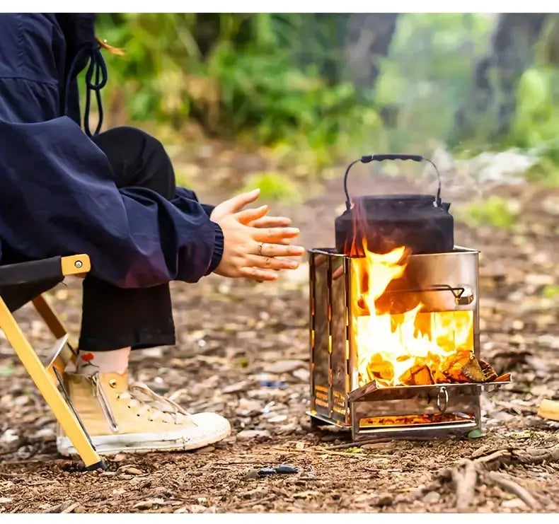 Outdoor Haven Foldable Stove In Stainless Steel For Camping And Hiking