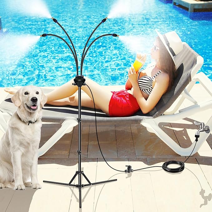 Patio Cooling Mist System With Adjustable Height Tripod Mister