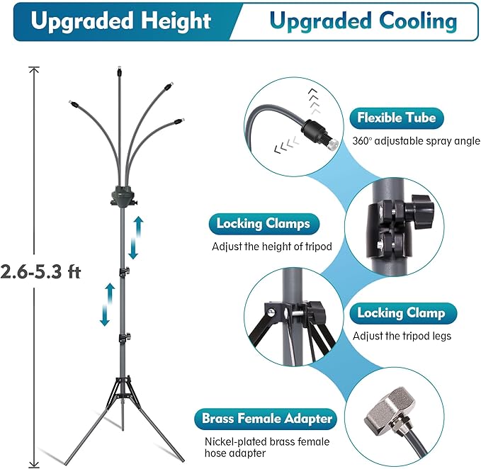Patio Cooling Mist System With Adjustable Height Tripod Mister