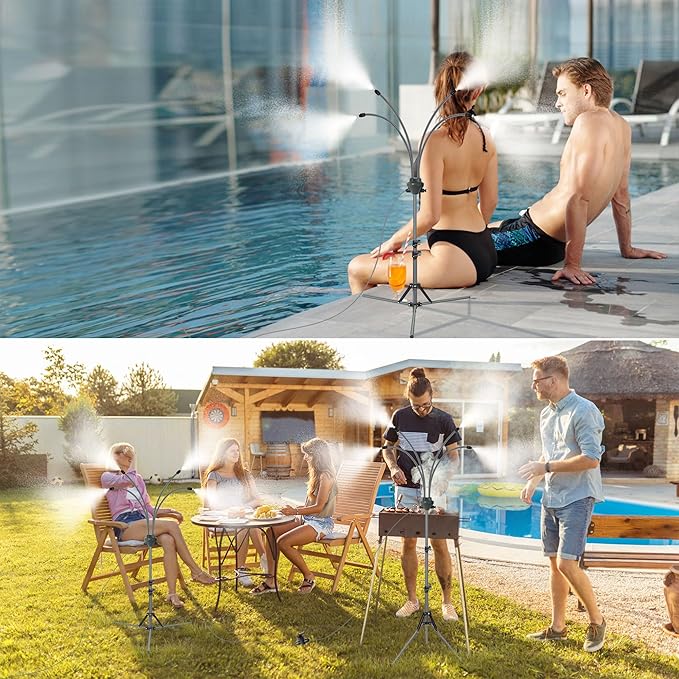 Patio Cooling Mist System With Adjustable Height Tripod Mister