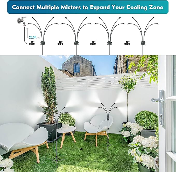 Patio Cooling Mist System With Adjustable Height Tripod Mister