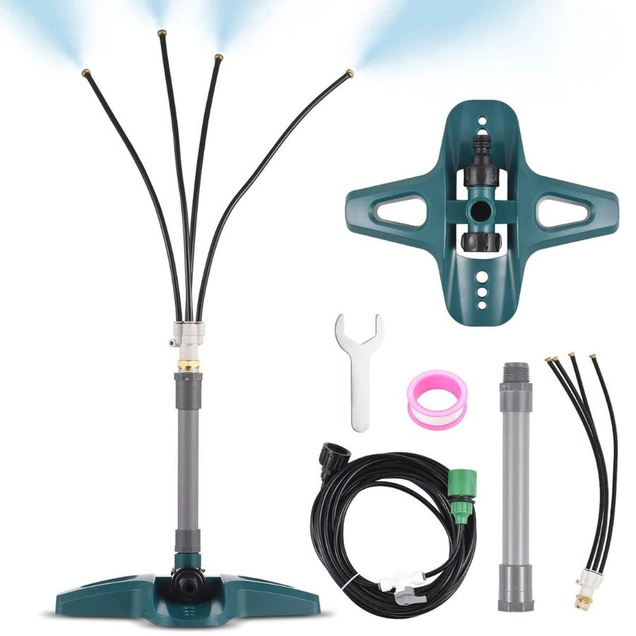 Patio Misting System With Adjustable Nozzles For Cooling And Plant Hydration