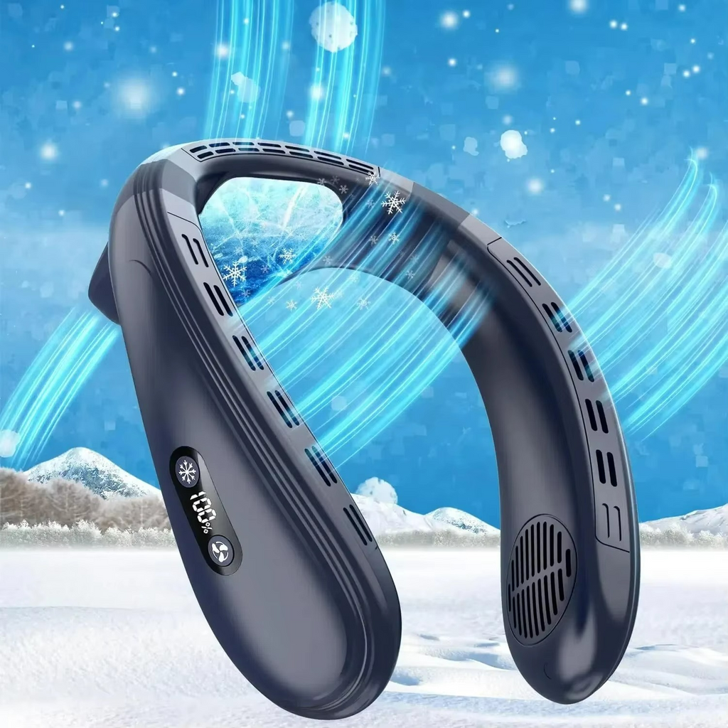 Rechargeable Battery Powered Neck Fan With Semiconductor Cooling For Outdoors