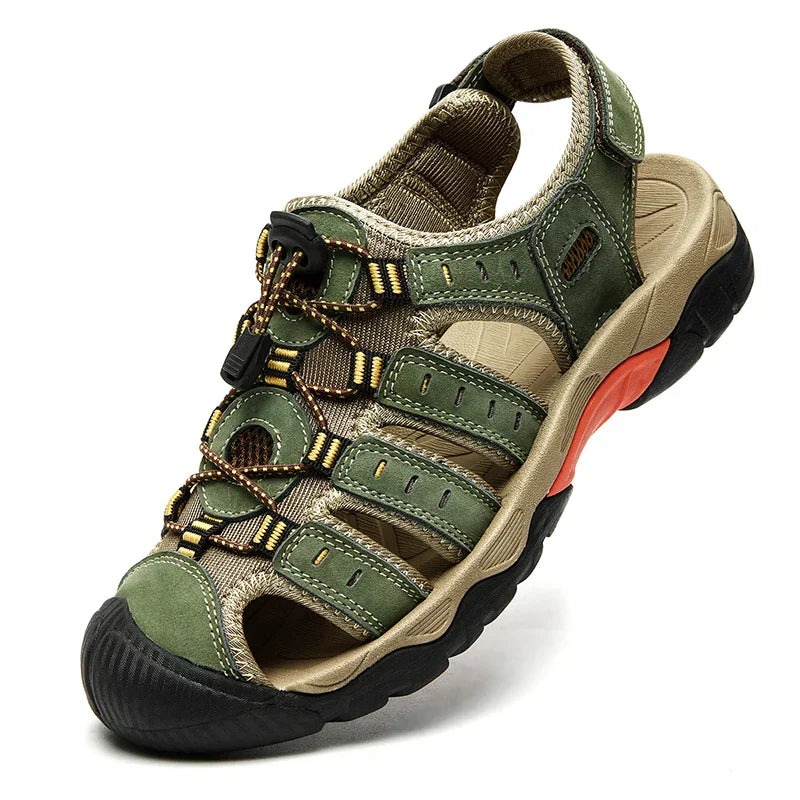Genuine Leather Sandals For Hiking With Elastic Strap For Summer Adventures