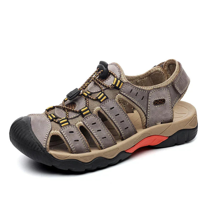 Genuine Leather Sandals For Hiking With Elastic Strap For Summer Adventures