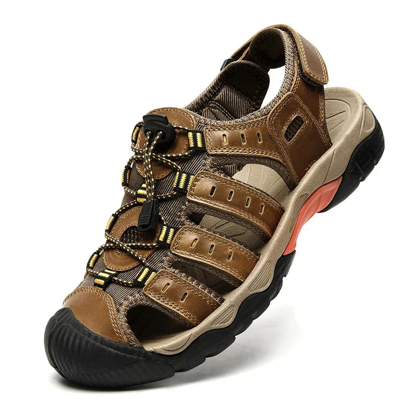 Genuine Leather Sandals For Hiking With Elastic Strap For Summer Adventures