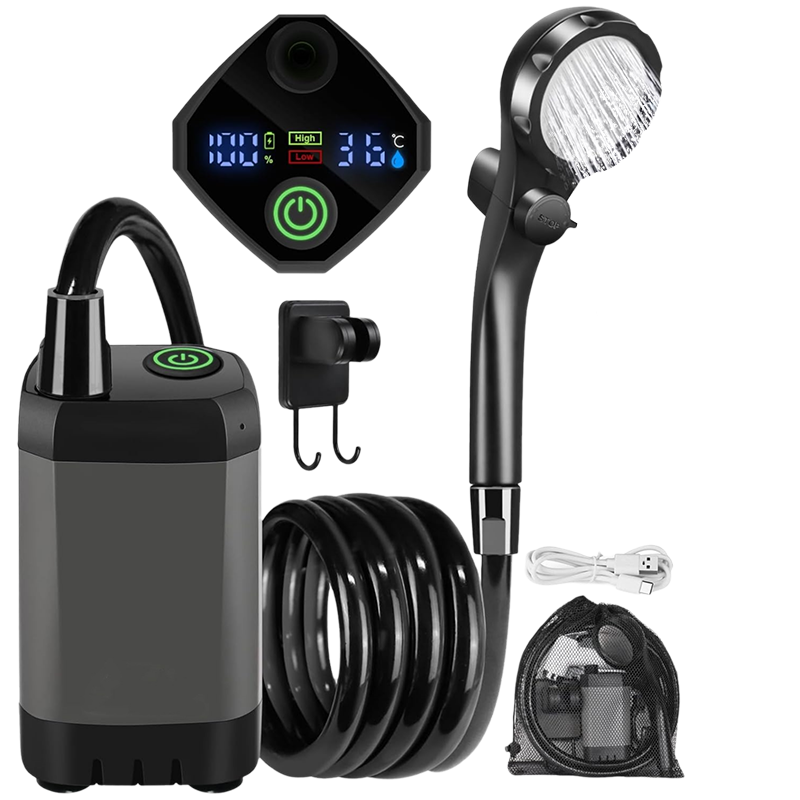 Rechargeable Portable Shower Pump For Outdoor Camping And Beach Trips With LED Display