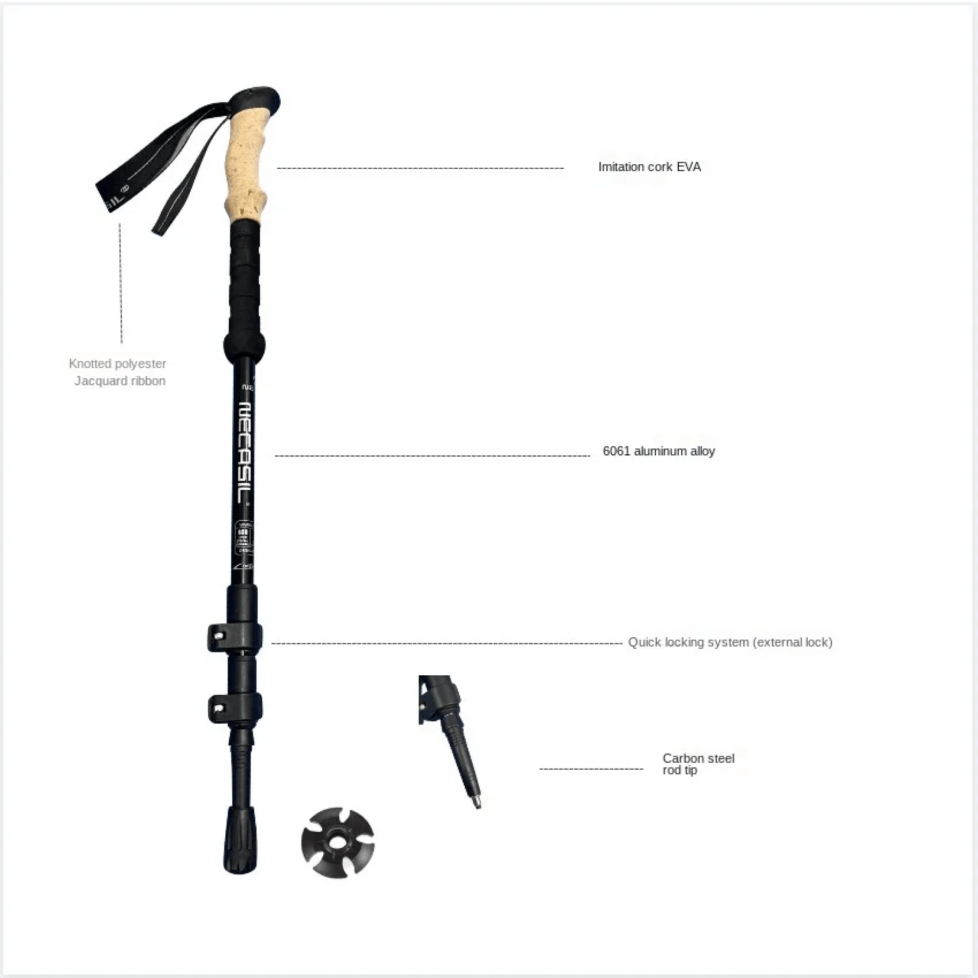 Lightweight Aluminum Collapsible Trekking Poles For All Terrain Support