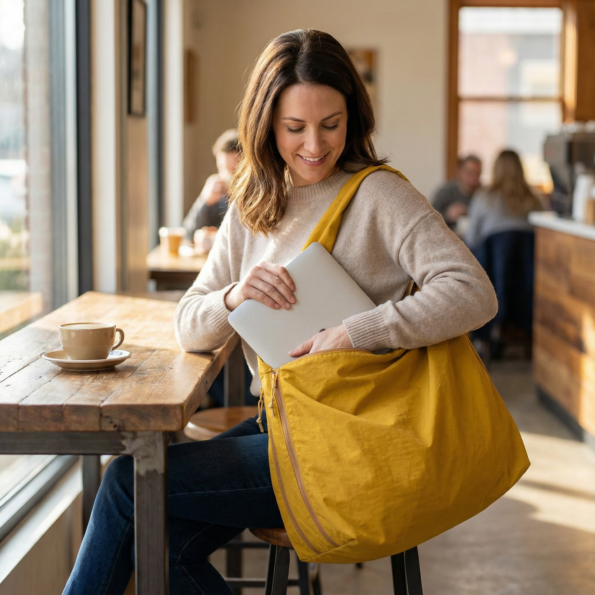 Lunova Oversized Shoulder Bag With Exterior Pockets