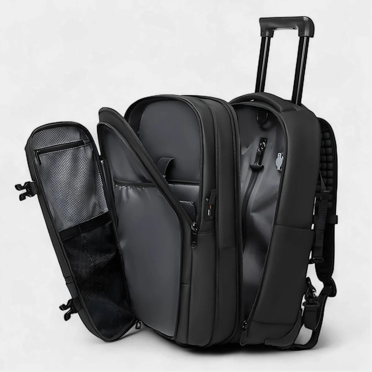 PakkyRoll Rolling Backpack Vacuum Compression Carry-On For Travel Efficiency