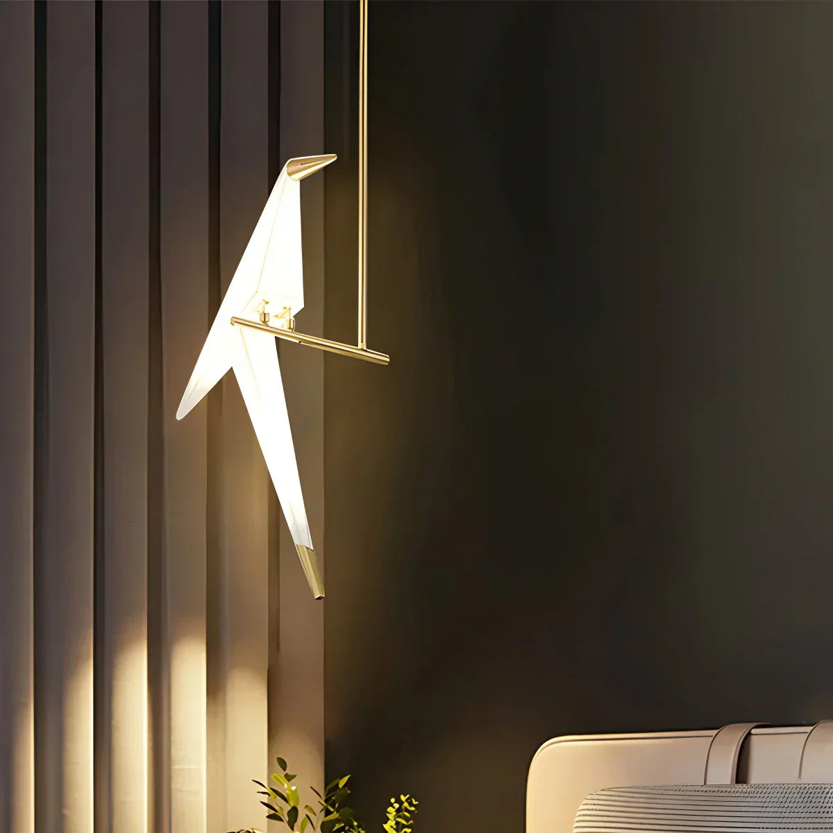 Elegant Dining Room Chandelier With Paper Crane Birds