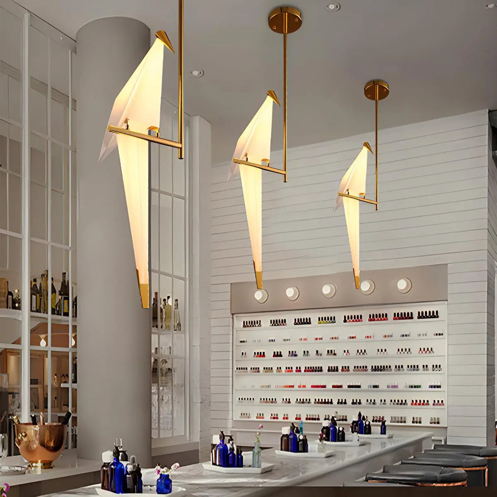 Elegant Dining Room Chandelier With Paper Crane Birds
