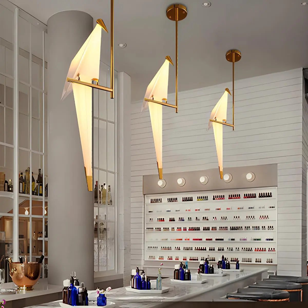 Elegant Dining Room Chandelier With Paper Crane Birds