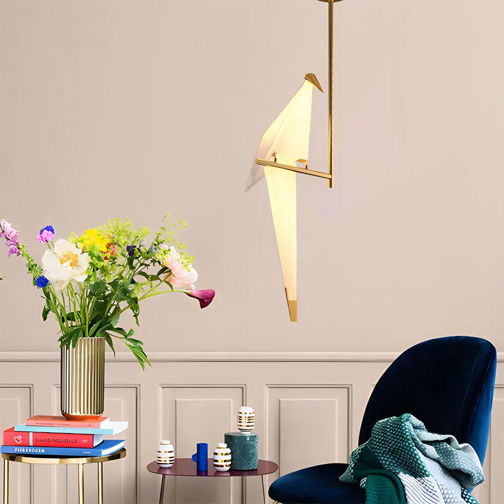Elegant Dining Room Chandelier With Paper Crane Birds