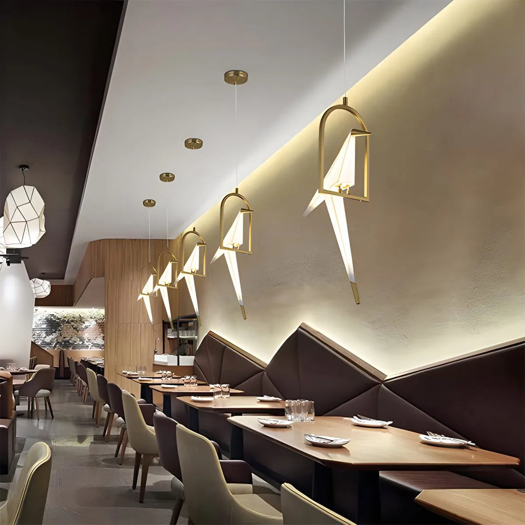 Elegant Dining Room Chandelier With Paper Crane Birds