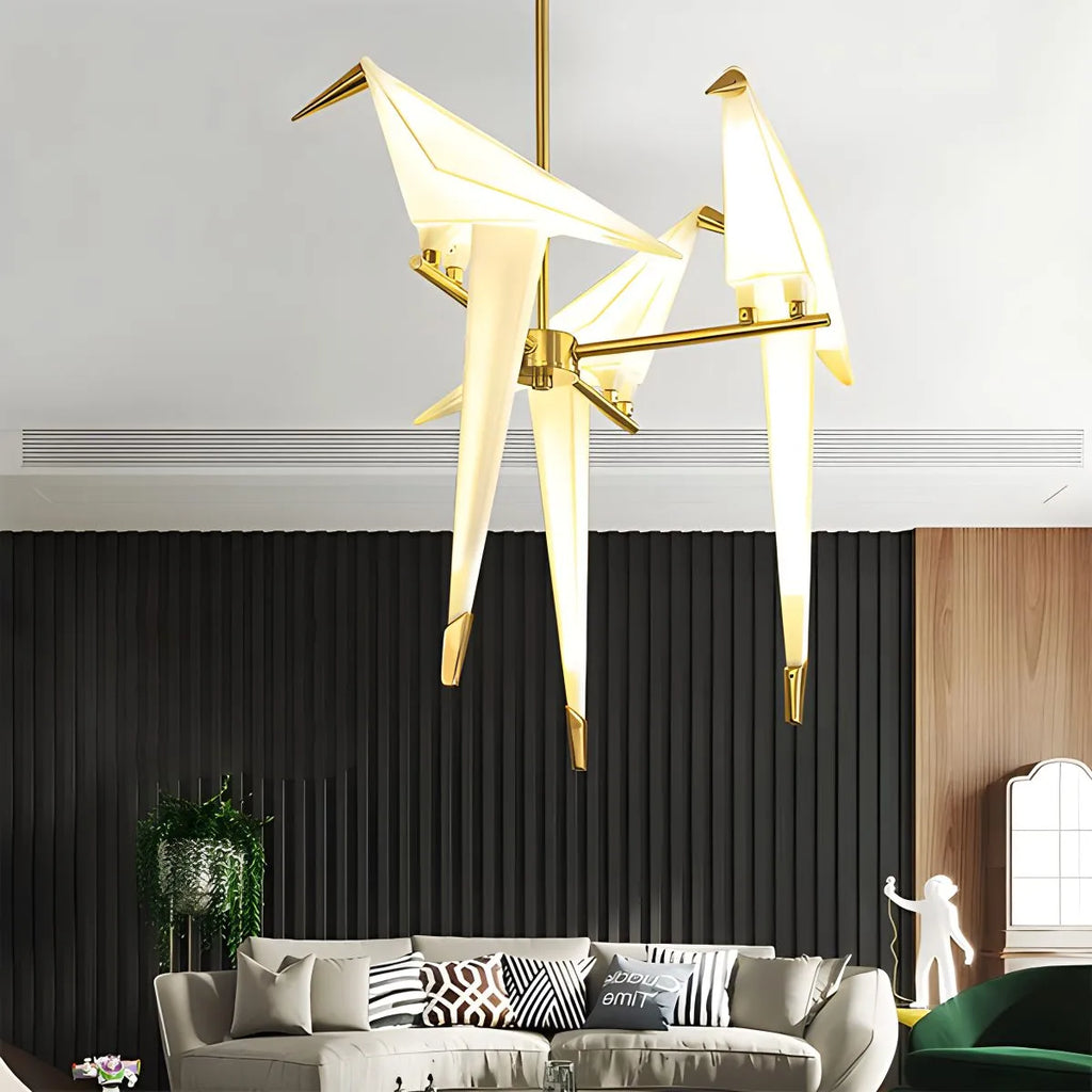 Elegant Dining Room Chandelier With Paper Crane Birds