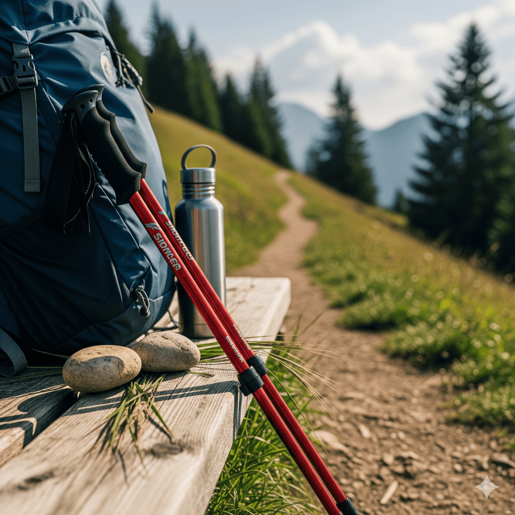 PeakPath Trekking Poles Featuring Ergonomic Handles And Adjustable Design