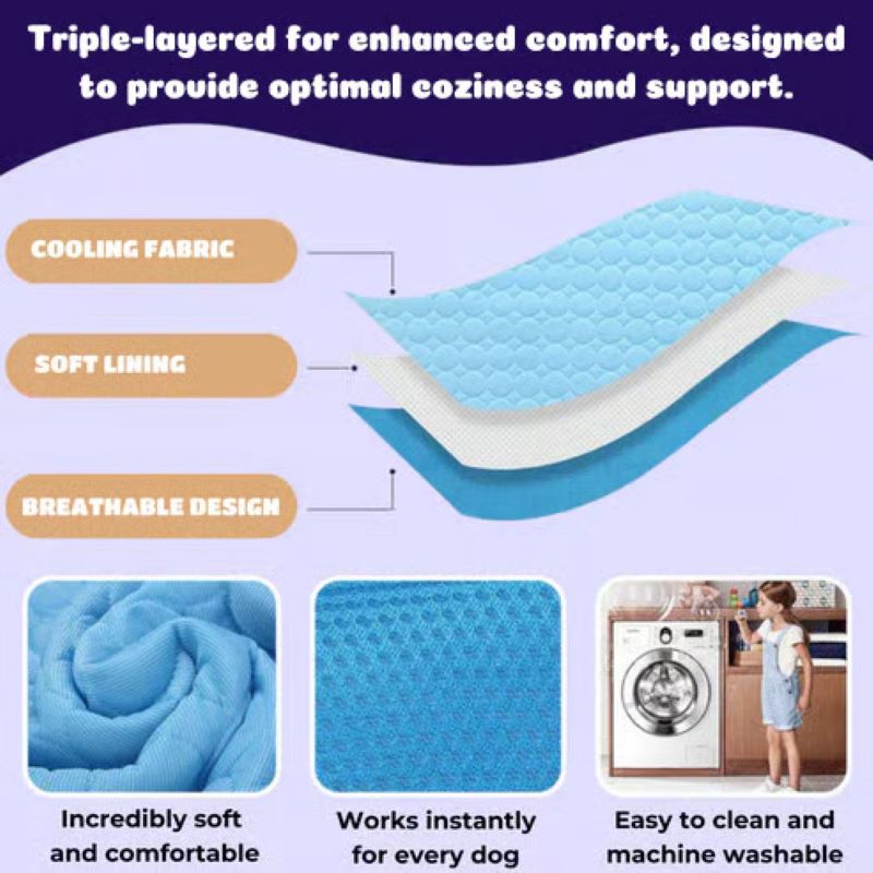Pet Comfort Cooling Dog Mat With Non-Gel Technology, Easy Care Surface