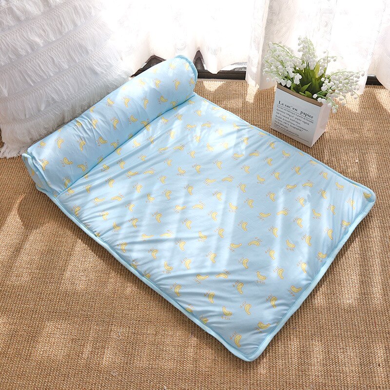 Pet Comfort Self Cooling Bed With Cushioned Plush Pillow For Summer Breathability