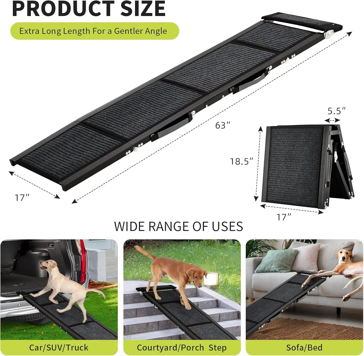 Pet Ramp Quad Fold Ramp For Cars With Anti-Slip Surface For Large Dogs