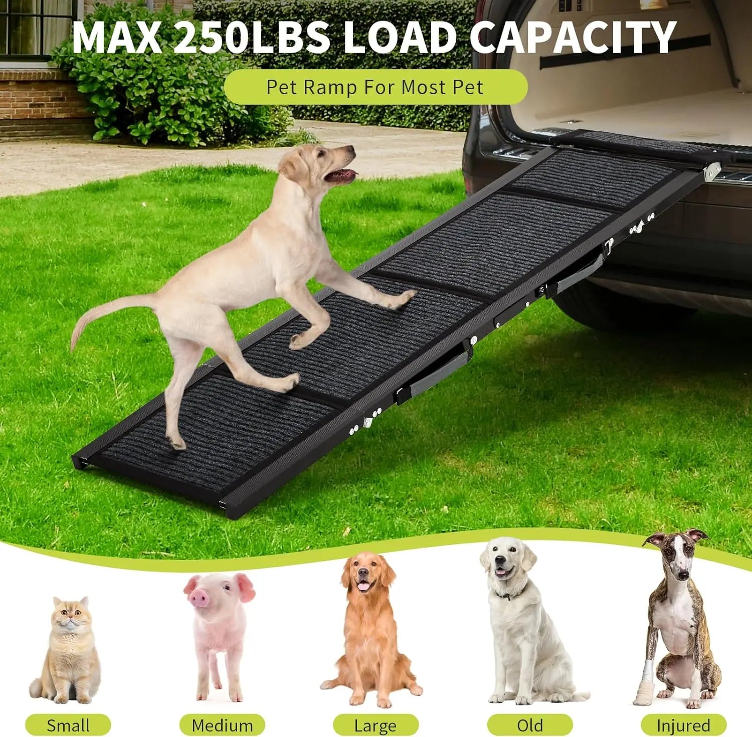Pet Ramp Quad Fold Ramp For Cars With Anti-Slip Surface For Large Dogs