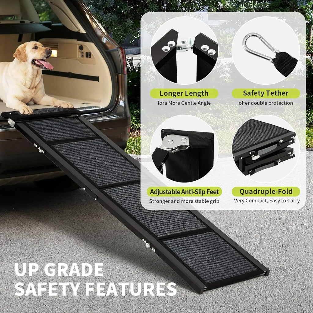 Pet Ramp Quad Fold Ramp For Cars With Anti-Slip Surface For Large Dogs