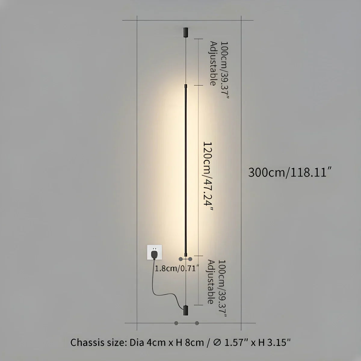 Tall Linear LED Light For Modern Interiors And Open Spaces