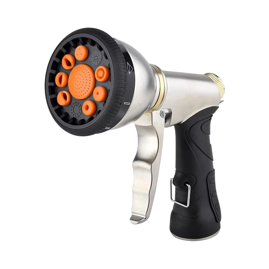 Plumeroz High-Pressure Garden Hose Nozzle With Nine Spray Patterns For Effortless Watering