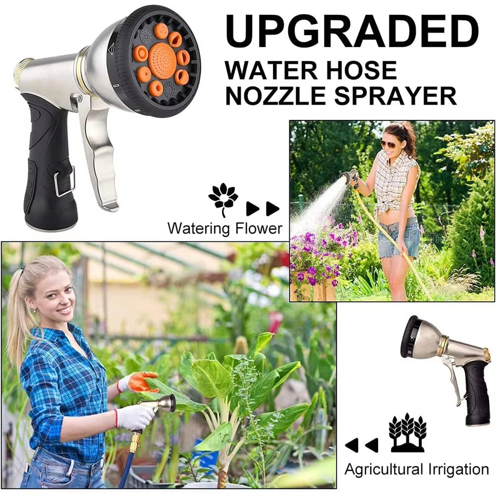 Plumeroz High-Pressure Garden Hose Nozzle With Nine Spray Patterns For Effortless Watering