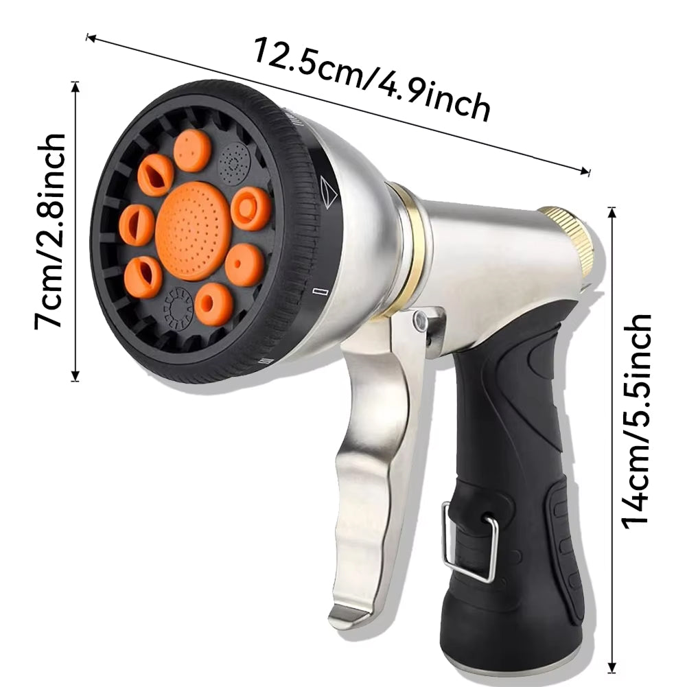 Plumeroz High-Pressure Garden Hose Nozzle With Nine Spray Patterns For Effortless Watering