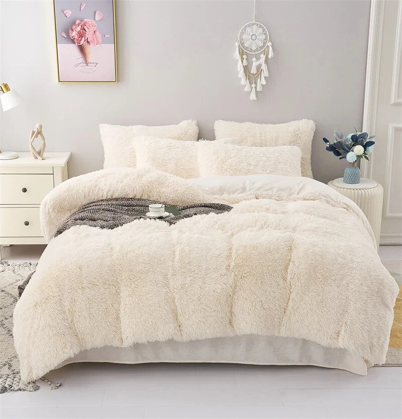 FuzzyHaven Velvet Fleece Plush Duvet Cover All Season Comfort