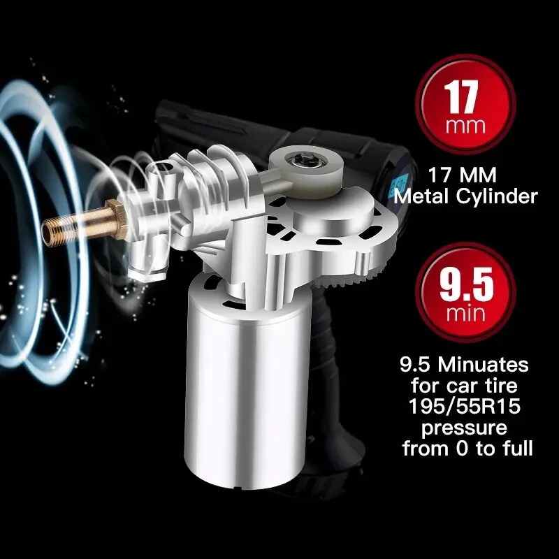 Smart Auto-Stop 120W Portable Handheld Tire Inflator, Compact Air Compressor