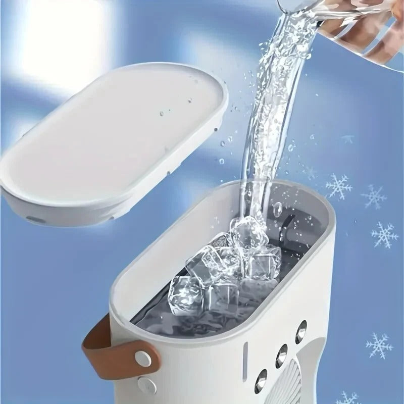 USB Rechargeable Dual-Head Portable Mist Spray Fan For Personal Cooling