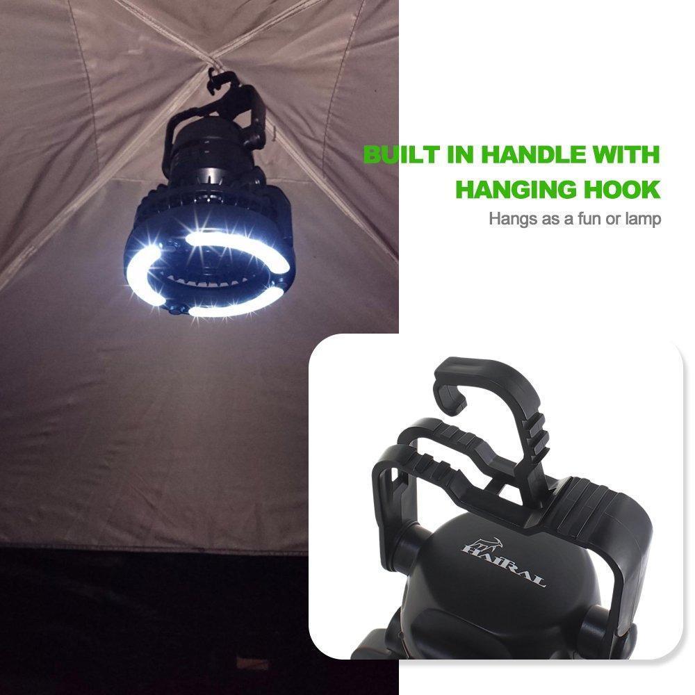 Portable Camping Fan With Rechargeable Battery And LED Light