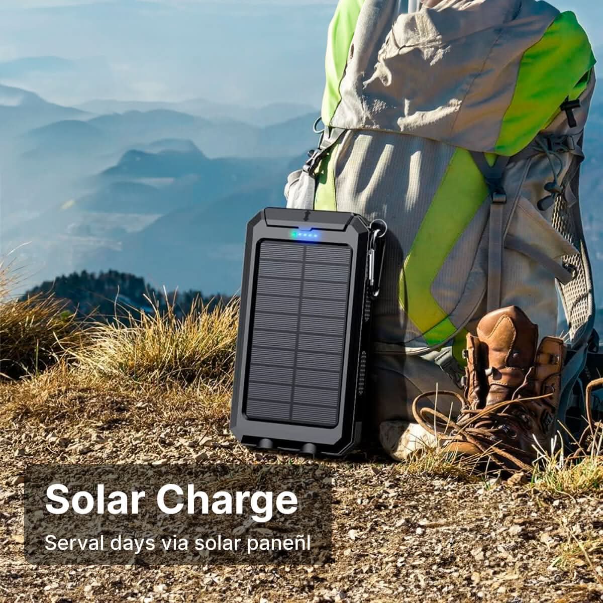 Rugged Sun-Charged Battery Pack With 30000mAh And Dual USB Ports For Outdoors