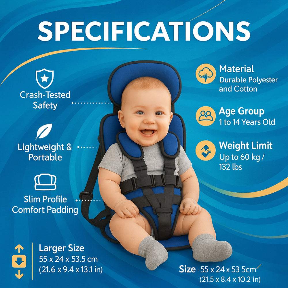 Kids Travel Booster Seat With Adjustable Harness For Safe Rides