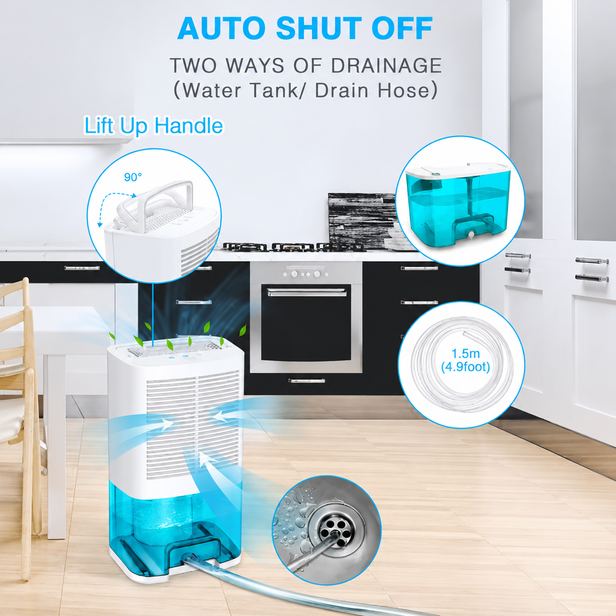 Low Noise Portable Dehumidifier For Home, RV, And Bathrooms