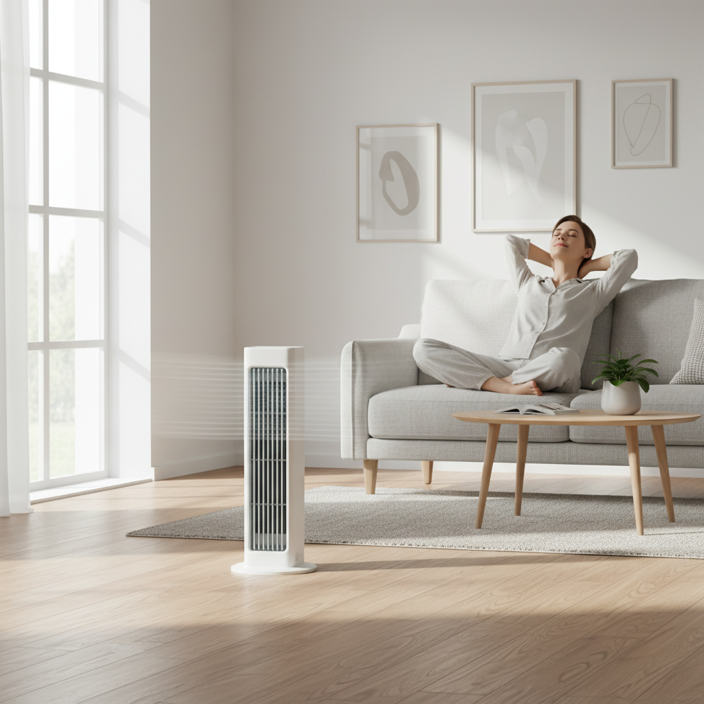 Portable Oscillating Tower Fan For Efficient Space Saving Cooling In Home And Office