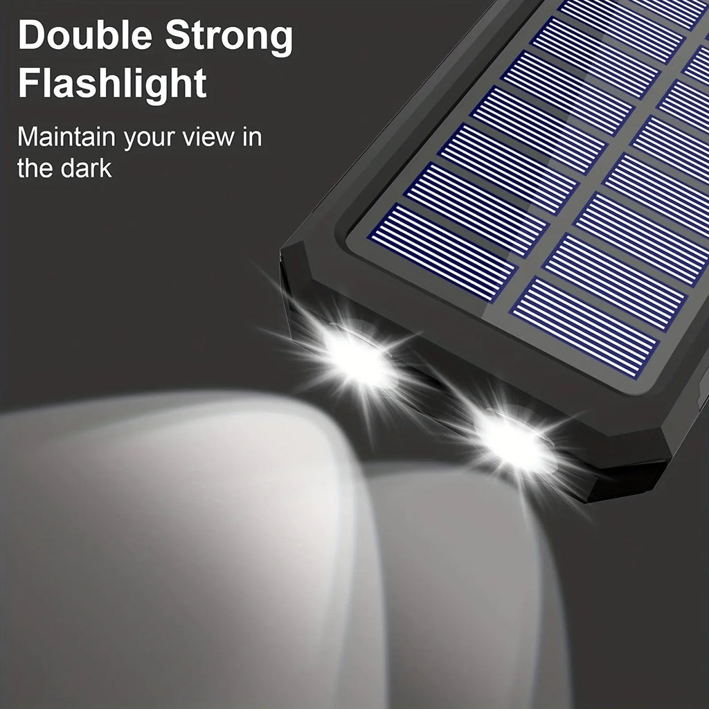 PowerFlash Portable Solar Charger With Dual LED Flashlights 20000 mAh Power Bank