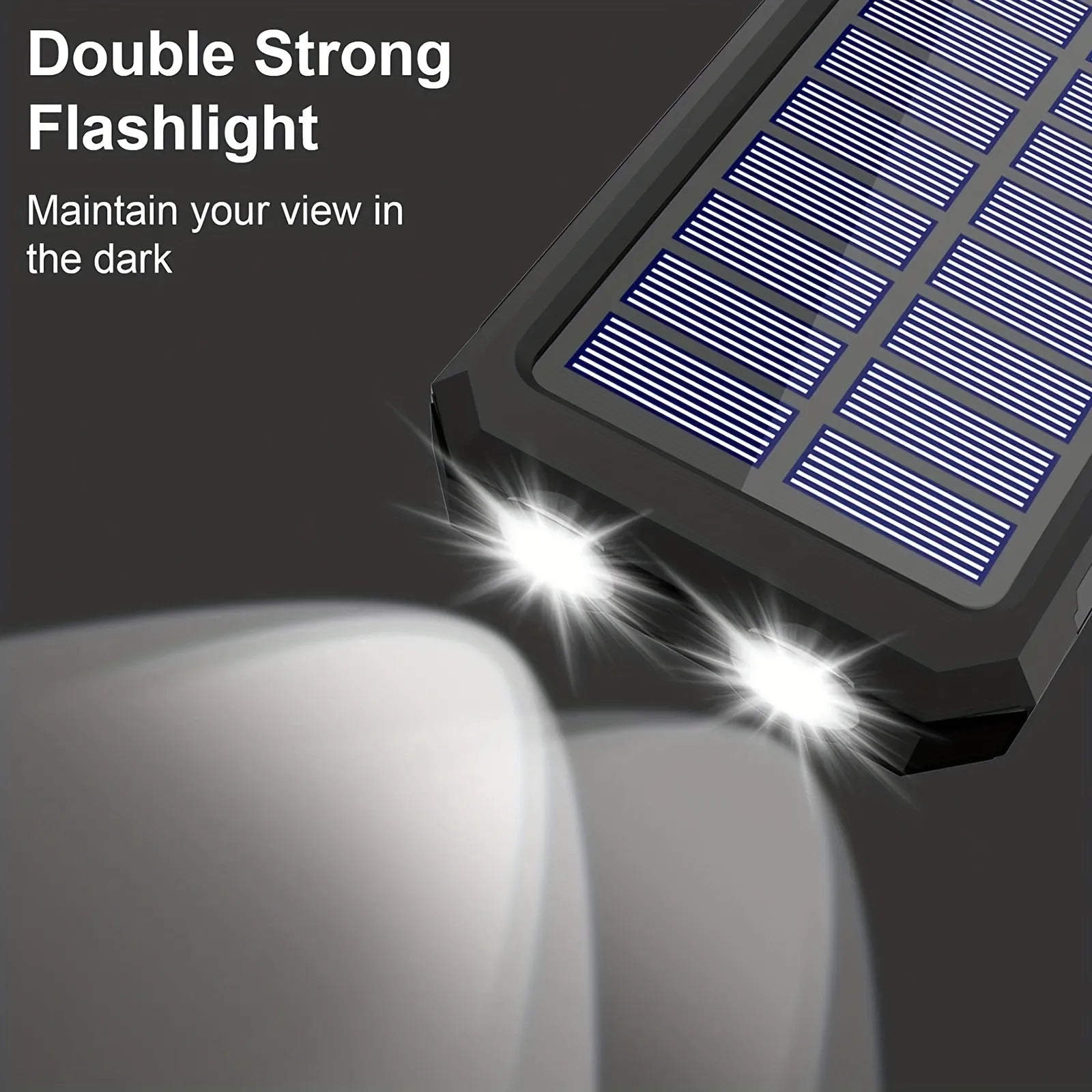 PowerFlash Portable Solar Charger With Dual LED Flashlights 20000 mAh Power Bank