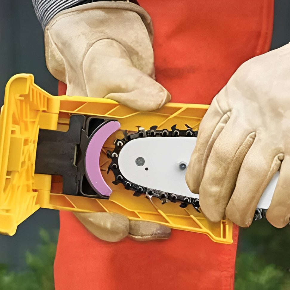 Precision Chainsaw Sharpener With Built-In Angle Guide For Optimal Cutting