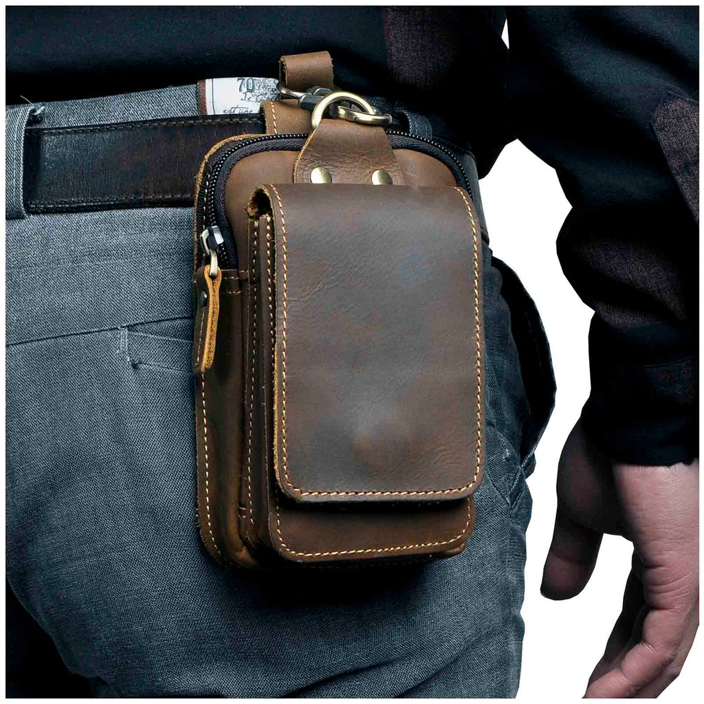 Men's Premium Leather Belt Bag With Adjustable Strap For Everyday Use