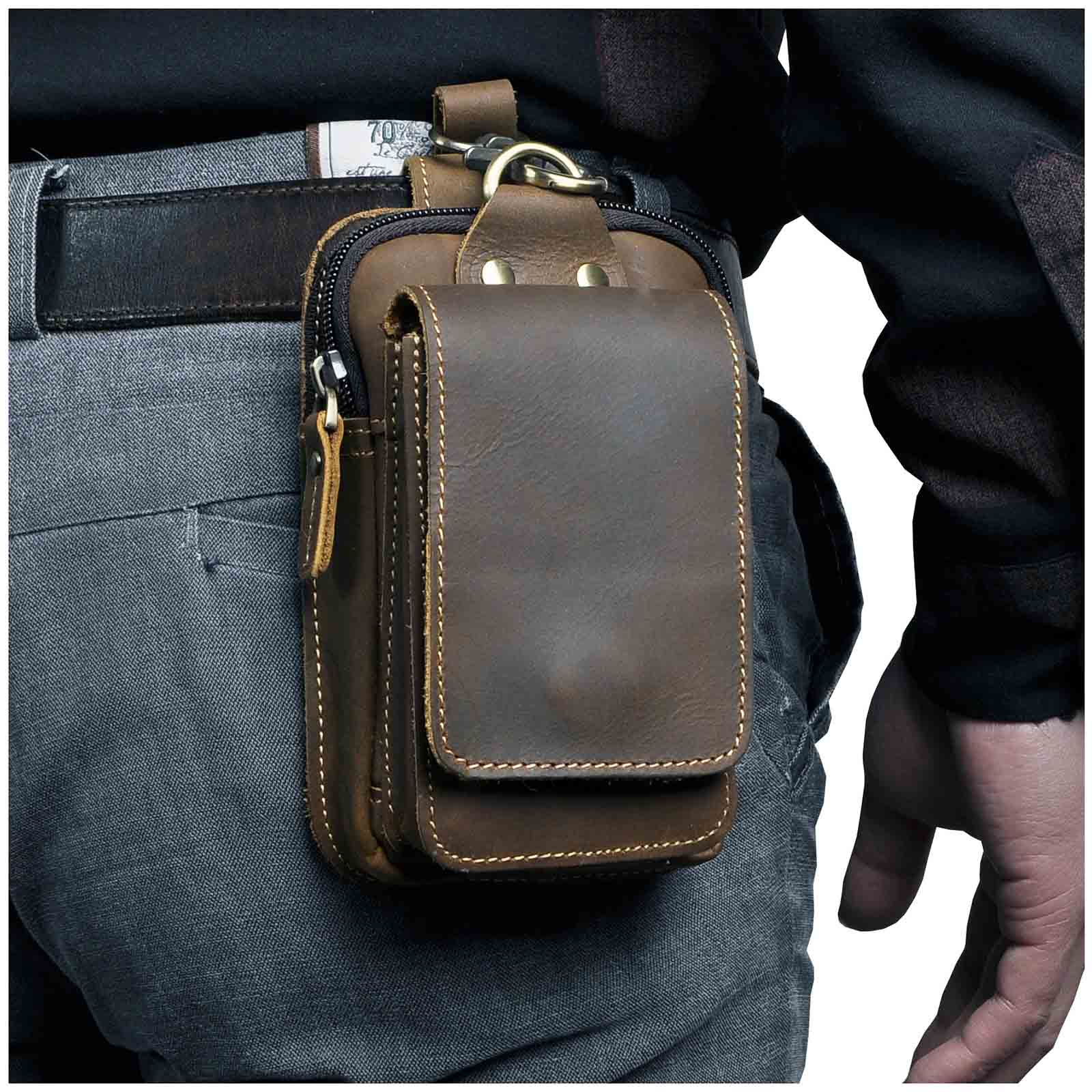 Men's Premium Leather Belt Bag With Adjustable Strap For Everyday Use
