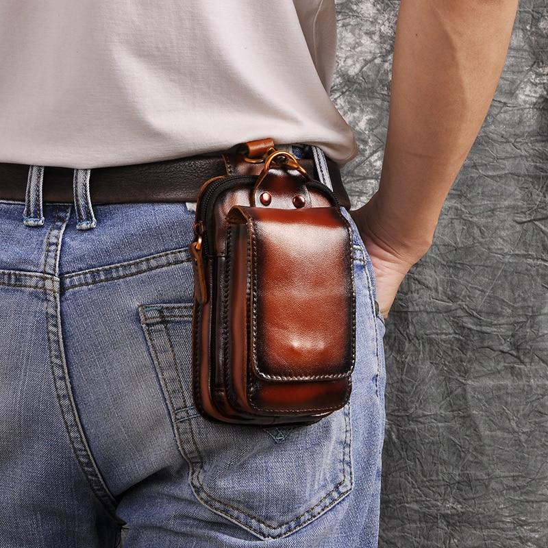 Men's Premium Leather Belt Bag With Adjustable Strap For Everyday Use