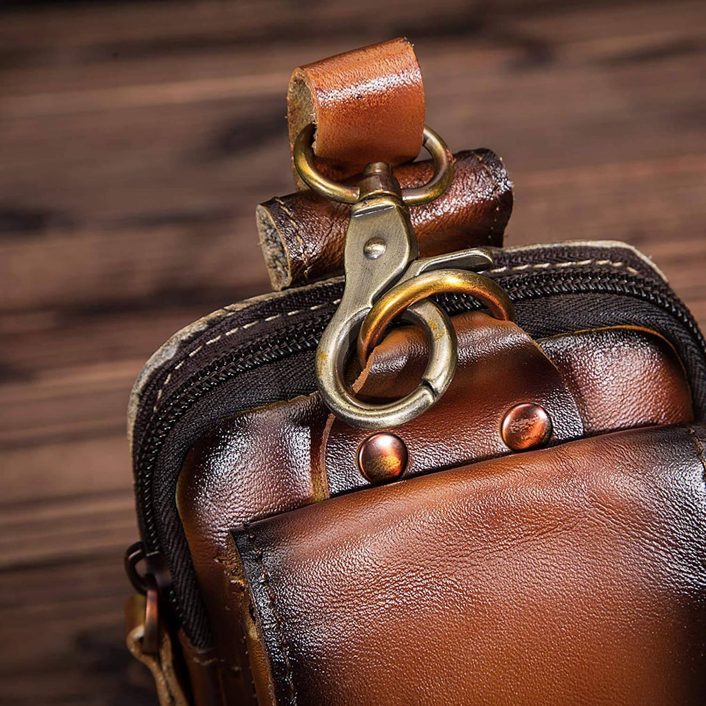 Men's Premium Leather Belt Bag With Adjustable Strap For Everyday Use