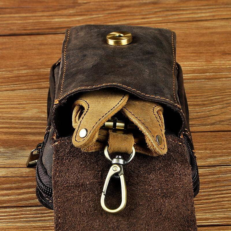 Men's Premium Leather Belt Bag With Adjustable Strap For Everyday Use