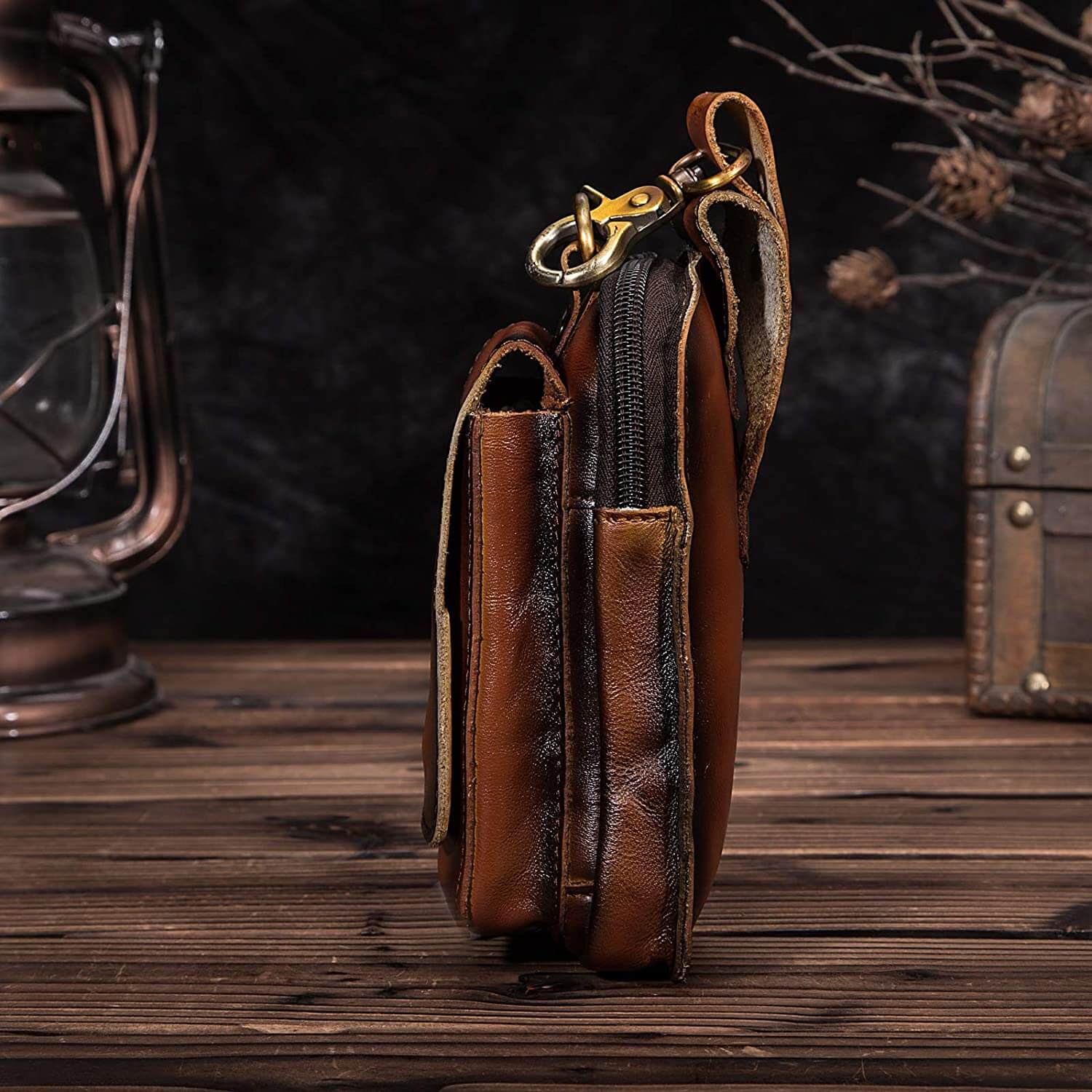 Men's Premium Leather Belt Bag With Adjustable Strap For Everyday Use
